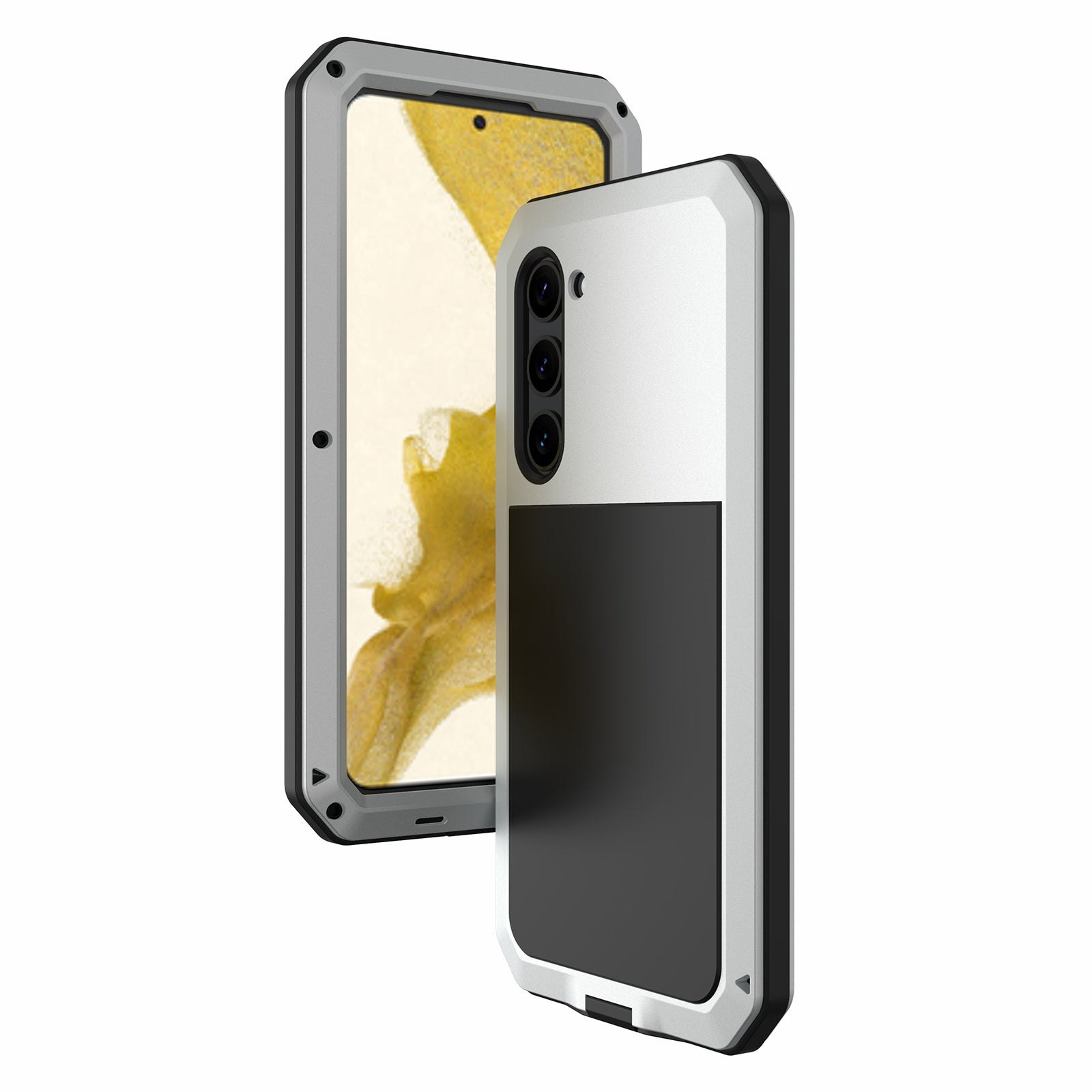 For Samsung Galaxy S23 Silicone Metal Mobile Phone Case Anti-scratch Protective Phone Back Cover with Tempered Glass Film For Samsung Galaxy S23 Silicone Metal Mobile Phone Case Anti-scratch Protective Phone Back Cover with Tempered Glass Film